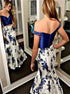 Two Piece Off the Shoulder Printing Mermaid Prom Dress LBQ1977